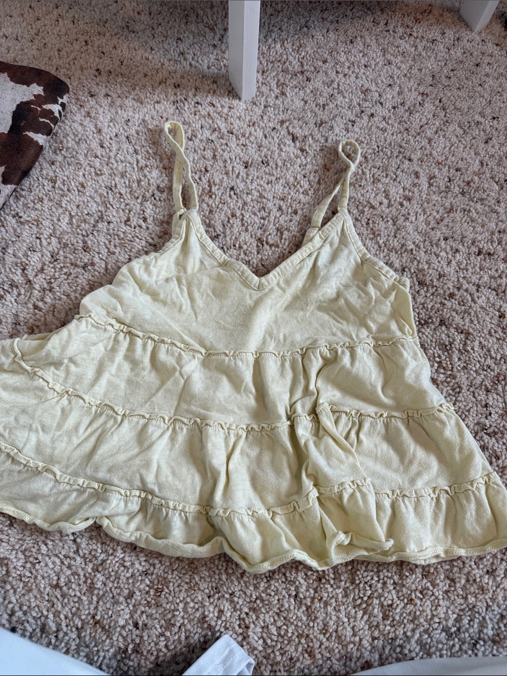 American Eagle Outfitters Pale Yellow Tiered Spaghetti Strap Camisole